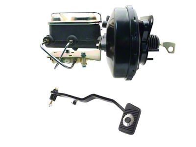 9-Inch Single Disc/Drum Power Brake Booster and Master Cylinder Kit; Black (66-70 Mustang w/ Manual Transmission)