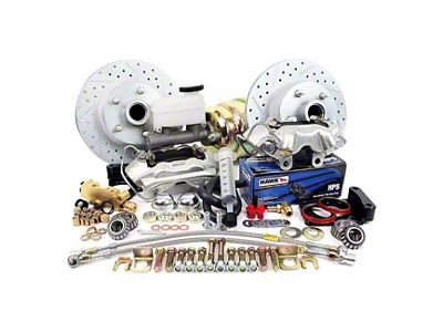 Master Power Brakes Legend Series Performance Power Front Disc Brake Conversion Kit; Silver Zinc Calipers (64-66 V8 Mustang w/ Automatic Transmission)