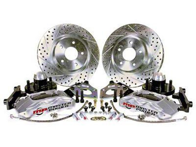 Master Power Brakes Pro Driver Series Front Disc Brake Conversion Kit with Booster/Master Cylinder Combo and Valve; Clear Billet Aluminum Calipers (70-73 Mustang w/ OE Disc Brakes)