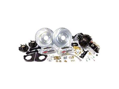 Master Power Brakes Pro Driver Series Power Front Disc Brake Conversion Kit; Clear Billet Aluminum Calipers (64-66 V8 Mustang w/ Automatic Transmission)