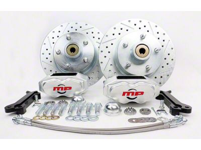 Master Power Brakes Rallye Series Front Disc Brake Conversion Kit; Clear Billet Aluminum Calipers (70-73 Mustang w/ OE Drum Brakes)