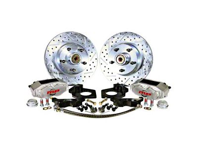 Master Power Brakes Rallye Series Front Disc Brake Conversion Kit with Master Cylinder and Valve; Clear Billet Aluminum Calipers (70-73 Mustang w/ OE Disc Brakes)