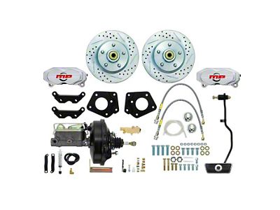 Master Power Brakes Rallye Series Front Disc Brake Conversion Kit with Booster/Master Cylinder Combo and Valve; Clear Billet Aluminum Calipers (1967 Mustang w/ Automatic Transmission; 68-69 Mustang w/ Automatic Transmission & OE Drum Brakes)