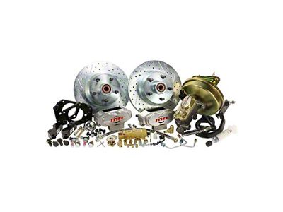 Master Power Brakes Rallye Series Front Disc Brake Conversion Kit with Booster/Master Cylinder Combo and Valve; Clear Billet Aluminum Calipers (1970 Mustang w/ Automatic Transmission & OE Disc Brakes)