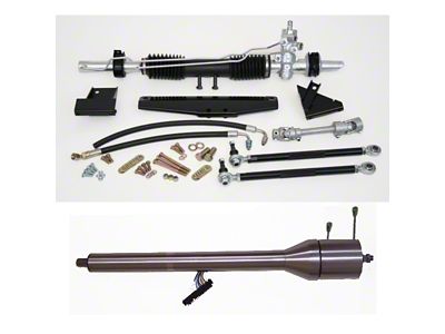 Steeroids Power Steering Rack and Pinion Conversion Kit with Chrome Steering Column; GM Spline (64-66 Mustang w/ Factory Power Steering)