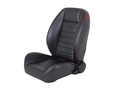 TMI Cruiser Collection Low Back Bucket Seats; Black Madrid Vinyl with Black Stitching (Universal; Some Adaptation May Be Required)