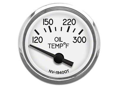 New Vintage USA 1940 Series Oil Temperature Gauge with Sender; White; 2-1/16-Inch (Universal; Some Adaptation May Be Required)