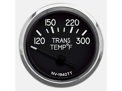 New Vintage USA 1940 Series Transmission Temperature Gauge with Sender; Black; 2-1/16-Inch (Universal; Some Adaptation May Be Required)