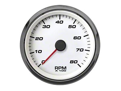 New Vintage USA Performance Series Tachometer; 8K; White; 3-3/8-Inch (Universal; Some Adaptation May Be Required)