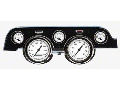 New Vintage USA 1940 Series Direct Fit Gauge and Wiring Kit; White (67-68 Mustang)