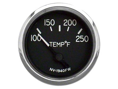 New Vintage USA 1940 Series Water Temperature Gauge with Sender; Black; 2-1/16-Inch (Universal; Some Adaptation May Be Required)