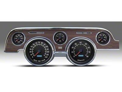 New Vintage USA Aviator Series Direct Fit Gauge and Wiring Kit; Woodgrain (67-68 Mustang)