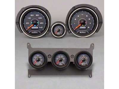 New Vintage USA CFR Series Direct Fit Gauge Kit; Blue (71-73 Mustang w/ Center Console)