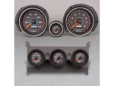 New Vintage USA CFR Series Direct Fit Gauge Kit; Red (71-73 Mustang w/ Center Console)