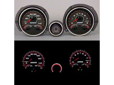 New Vintage USA CFR Series Direct Fit Gauge Kit; Red (71-73 Mustang w/o Center Console)