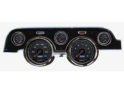 New Vintage USA CFR Series Direct Fit Gauge and Wiring Kit; Blue and Black (67-68 Mustang)