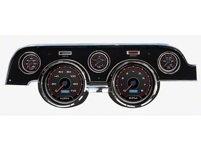 New Vintage USA CFR Series Direct Fit Gauge and Wiring Kit; Red and Black (67-68 Mustang)