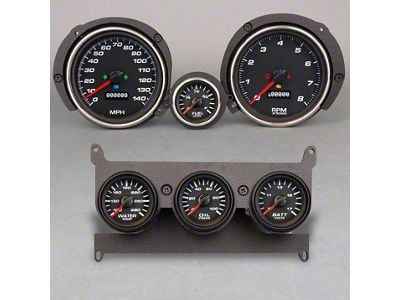 New Vintage USA Performance II Series Direct Fit Gauge Kit; Black (71-73 Mustang w/ Center Console)