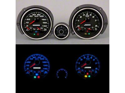 New Vintage USA Performance II Series Direct Fit Gauge Kit; Black (71-73 Mustang w/o Center Console)