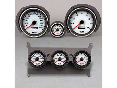 New Vintage USA Performance II Series Direct Fit Gauge Kit; White (71-73 Mustang w/ Center Console)