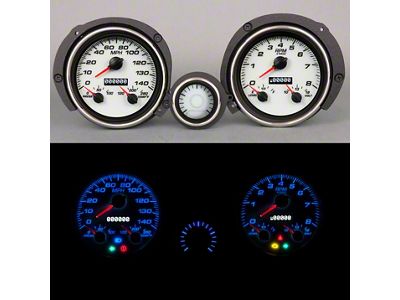 New Vintage USA Performance II Series Direct Fit Gauge Kit; White (71-73 Mustang w/o Center Console)