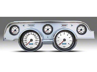 New Vintage USA Performance II Series Direct Fit Gauge and Wiring Kit; White and Aluminum (67-68 Mustang)