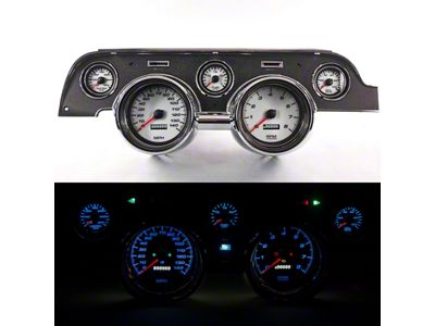 New Vintage USA Performance II Series Direct Fit Gauge and Wiring Kit; White and Black (67-68 Mustang)