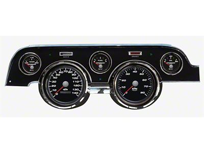 New Vintage USA Performance Series Direct Fit Gauge and Wiring Kit; Black (67-68 Mustang)