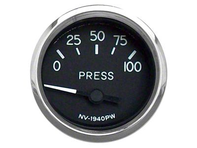 New Vintage USA 1940 Series Oil Pressure Gauge with Sender; Black; 2-1/16-Inch (Universal; Some Adaptation May Be Required)