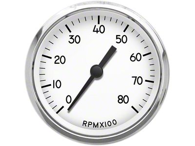 New Vintage USA 1940 Series Tachometer; 8K; White; 4-3/8-Inch (Universal; Some Adaptation May Be Required)