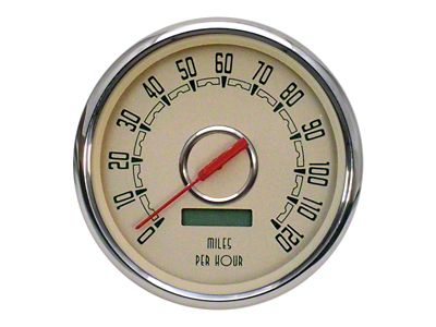 New Vintage USA Woodward Series Speedometer; 140 MPH; Beige; 4-3/8-Inch (Universal; Some Adaptation May Be Required)