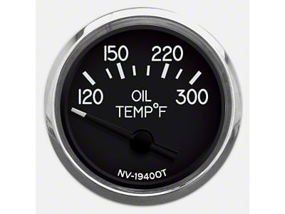 New Vintage USA 1940 Series Oil Temperature Gauge with Sender; Black; 2-1/16-Inch (Universal; Some Adaptation May Be Required)