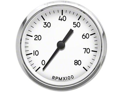 New Vintage USA 1940 Series Tachometer; 8K; White; 3-3/8-Inch (Universal; Some Adaptation May Be Required)