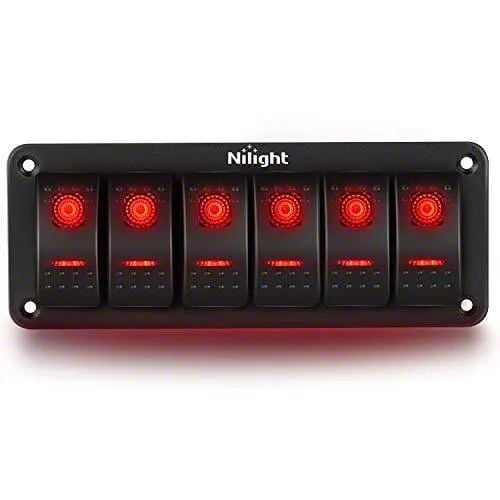 Ecklers 6-Gang Aluminum Rocker Switch Panel with Rocker Switches; Red ...