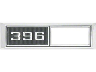 Front Side Marker Bezels with 396 Logo; Chrome with Black Background (68-69 Chevy II, Nova)