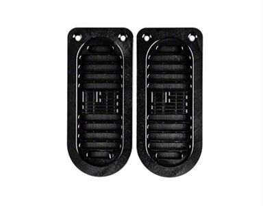 Billet Door Jamb Vents with Engraved Flag; Black Anodized (73-74 Nova)