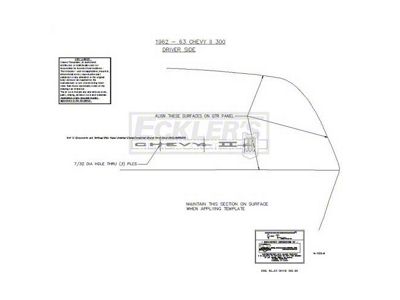 Nova Chevy II 300 Quarter Panel Emblem Template Kit, 1962-1963