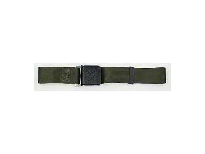 Lap Seat Belt 74-Inch with Bowtie Logo Lift Latch; Black (62-72 Chevy II, Nova)