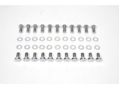 Nova Oil Pan Bolt Set, Small Block, Bowtie Stamped, Chrome, 1967-81