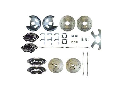 The Right Stuff Detailing Performance Series 4-Wheel Disc Brake Conversion Kit; Black Calipers (69-74 Nova)