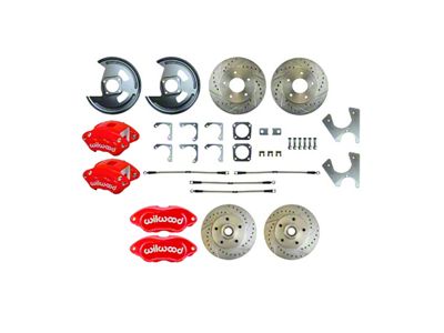 The Right Stuff Detailing Performance Series 4-Wheel Disc Brake Conversion Kit; Red Calipers (75-77 Nova)