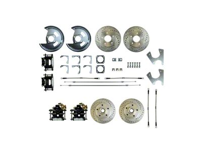 The Right Stuff Detailing Street Series 4-Wheel Disc Brake Conversion Kit with E-Brake Cable; Black Calipers (69-74 Nova)