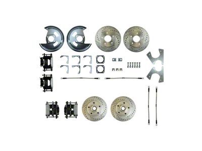 The Right Stuff Detailing Street Series 4-Wheel Disc Brake Conversion Kit without E-Brake Cable; Black Calipers (69-74 Nova)