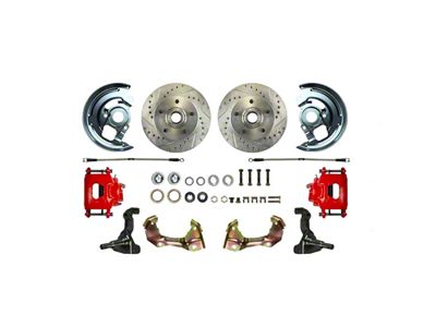 The Right Stuff Detailing Street Series At The Wheel Front Disc Brake Conversion Kit; Red Calipers (68-74 Chevy II, Nova)