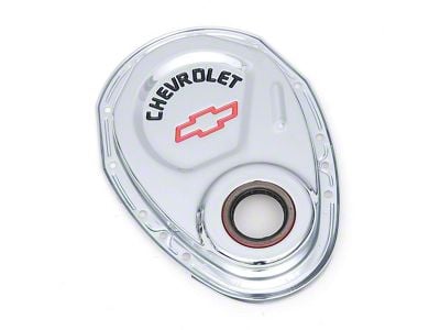 Nova Timing Chain Cover, Small Block, Chrome, With Chevrolet Script & Bowtie Logo, 1967-1969