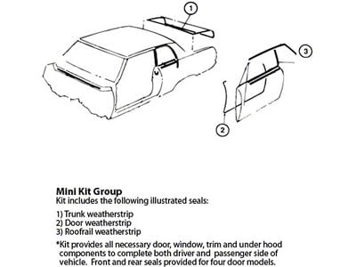 Nova Weatherstrip Mini Kit, 2-Door Hardtop, 1962-1964