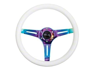 NRG Innovations Classic Wood Grain 350mm Steering Wheel; Neochrome and Glow In The Dark (Universal; Some Adaptation May Be Required)