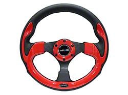 NRG Innovations Pilota Series 320mm Steering Wheel; Black Leather with Red Trim (Universal; Some Adaptation May Be Required)