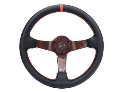 NRG Innovations Carbon Fiber 350mm Steering Wheel; Red (Universal; Some Adaptation May Be Required)