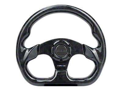 NRG Innovations Flat Bottom 320mm Forged Carbon Fiber Steering Wheel; Gloss Carbon Fiber (Universal; Some Adaptation May Be Required)